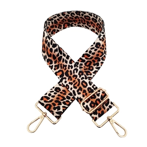 Adjustable leopard print replacement bag strap with premium gold metal hardware