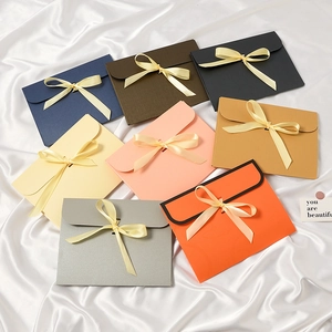 Envelope Gift Box With Satin Ribbon Bow Paper Packaging For Scarf Stationery Elegant Folding Birthday Wedding Favor