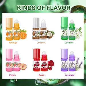 5ml cuticle oil roller set in six scents including rose and lavender with floral art