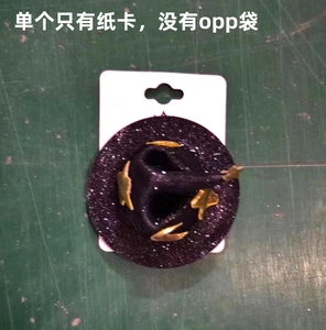 Detail of a mini glittery black witch hat with golden stars and moon for Halloween