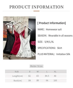 Size chart for the minimalist imitation silk bathrobe showing detailed S to XL measurements