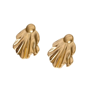 Minimalist gold pleated fan earrings made of high-quality stainless steel
