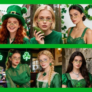 St. Patrick's Day Kleeblatt Gesichts-Tattoos für irisches Festival Make-up und Party