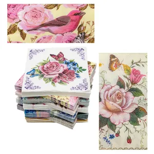 Floral Animal Printed Paper Napkins Disposable Decorative Tableware For Birthday Wedding Christmas Events Virgin Wood Pulp