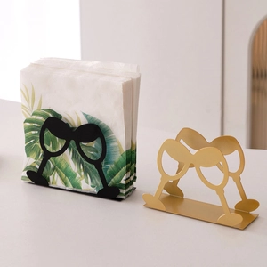 Nordic iron napkin holder in wine glass shape, available in black and gold finishes