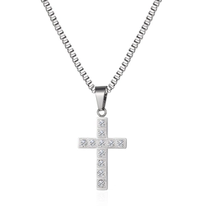 Cross Pendant Necklace Iced Out Rhinestone Titanium Stainless Steel Hip Hop Streetwear Fashion Jewelry For Men Women