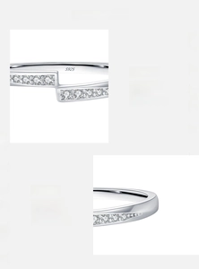 Detailed macro view of S925 sterling silver ring with 5A cubic zirconia and hallmark