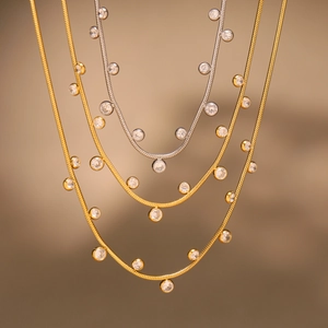 Chaînes serpent minimalistes plaquées or 18k et argent avec pierres zircon 5A