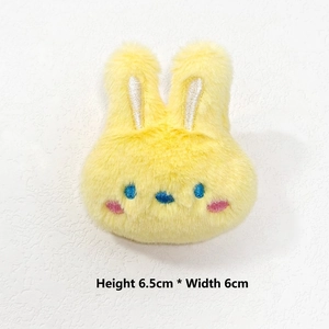 Close-up of yellow plush rabbit doll accessory with 6.5cm height and embroidery
