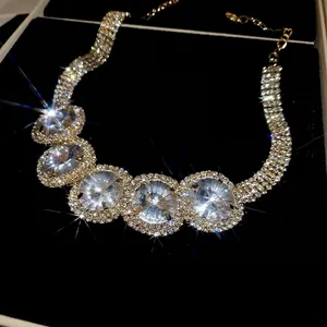 Luxury rhinestone encrusted circular statement necklace with sparkling accent stones