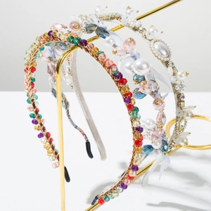 Elegante Cerchietto con Perline di Cristallo Moda Nastro Avvolto Fascia per Capelli per Donna Matrimonio Festa Sposa Accessori per Capelli