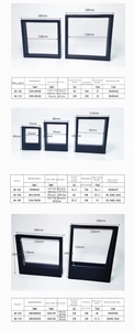 Detailed technical specification tables for various sizes of 3D PE film suspension boxes