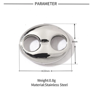 Detailed parameter diagram of polished stainless steel 10mm pig nose charm link