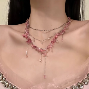 Elegante Mehrlagige Quasten Halskette Mit Blumen Harzperlen Und Legierungskette Süßer Schmuck Für Damen Party Geschenk