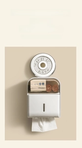 Detail showing high load-bearing capacity of the white wall-mounted tissue box holder