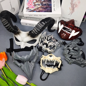 Masques De Fête Demi-Visage Plastique Horreur Halloween Accessoires De Cosplay Oni Hannya Crâne Style Cyberpunk Mécanique