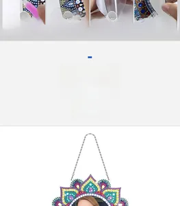 DIY Diamond Painting Mirror with mandala patterns and hanging chain step-by-step assembly