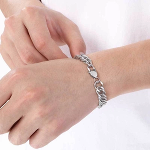 Minimalist silver stainless steel cuban curb link chain bracelet for men and women