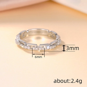 Minimalistischer Gliederkette-Ring mit Zirkon-Besatz für den täglichen Modestil