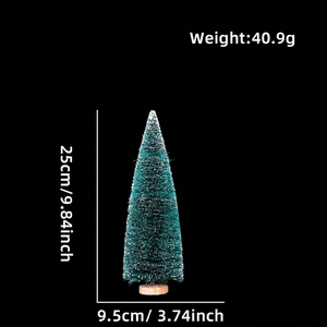 Detailed 25cm sisal mini Christmas tree with white snow texture and round wooden base