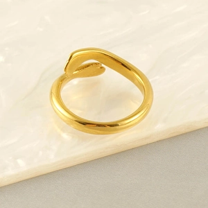 Polished 18k gold plated stainless steel hug ring with minimalist wrap design