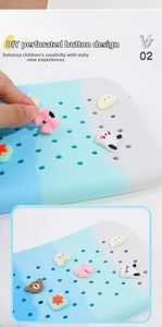 Detail of DIY silicone pencil case with colorful cartoon pins and hole design