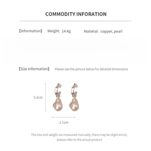 Spécifications détaillées de taille pour boucles d'oreilles en perles et cuivre