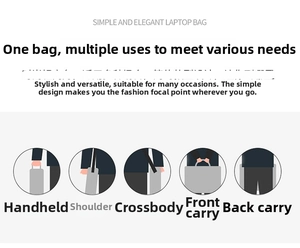 Detail view showing five versatile carrying modes for this Oxford fabric laptop briefcase
