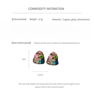 Detailed infographic of vintage geometric earrings with dimensions and material specs