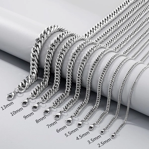 Cuban Link Chain Necklace And Bracelet Stainless Steel Double Link Hip Hop Chunky Curb Chain Fashion Jewelry Unisex