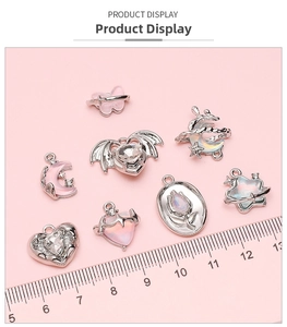 DIY jewelry charms set featuring moon, butterfly and heart shapes for bracelets