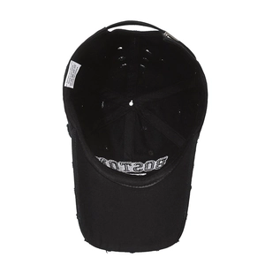 Vintage black cotton baseball cap with Boston embroidery and distressed brim detail