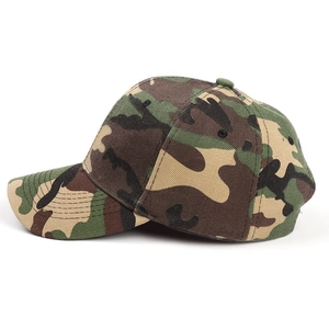 Close-up of the digital camouflage baseball cap showing stitching and fabric texture