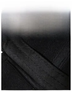 Detail of widened sweatband on winter baseball cap with reinforced stitching and knit texture