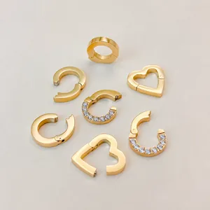 Stainless Steel Heart Round Rhinestone Jewelry Clasp Connector DIY Necklace Pendant Spring Buckle Jewelry Making Findings Inlaid Buckle