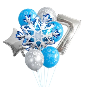 Kit palloncini fiocco di neve con lattice blu e stelle argentate per il 7° compleanno