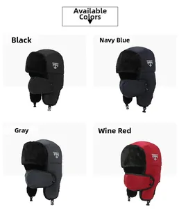 Winter bomber hat with ear flaps and thick plush lining in four assorted colors