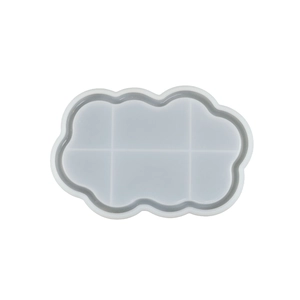 Top view of a 6-compartment cloud-shaped silicone mold for DIY resin jewelry storage trays