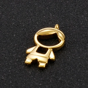 Golden cartoon boy pendant in polished stainless steel with mirror finish for DIY jewelry