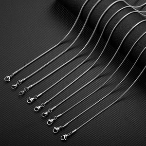Polished silver stainless steel snake bone chain necklaces with lobster clasp closures