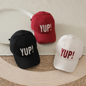 Kinder Baseballkappe Baumwollmischung YUP Buchstaben Stickerei Gebogener Rand Sonnenhut Atmungsaktiv Hip Hop Stil