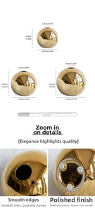 Detailed size chart and close-up view of gold electroplated ceramic sphere vases