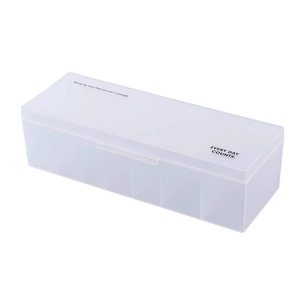 Translucent frosted 7-compartment card storage box for collectibles and game cards