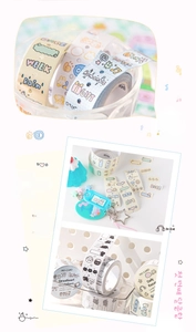 Detail of cute INS style Washi tape set with cat motifs and soft pastel aesthetic