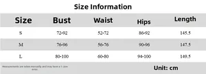 Size guide for summer mesh dress showing S, M, L measurements in centimeters