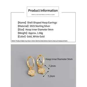 Gold S925 Sterling Silber Muschel Ohrringe mit Zirkonia Pavé besetzten Steinen