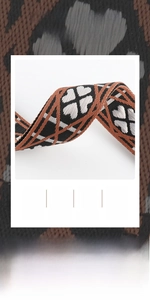 Detailed view of jacquard heart pattern on 5cm wide breathable polyester shoulder strap