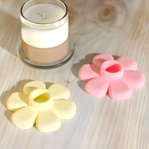 Moules à bougeoirs en silicone en forme de fleur jaune et rose pour créations en résine