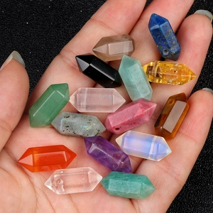 Natural crystal double-pointed hexagonal prism pendants for DIY jewelry making