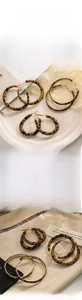 Three-pair set of leopard print hoop earrings in small, medium and large sizes